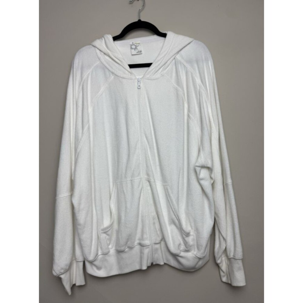 Aerie American Eagle Jacket Womens Size XL White French Terry Oversized Zip - Picture 2 of 5